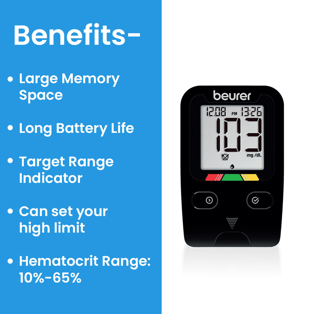 Beurer GL 22 Glucometer with 10 Strips (Kit).