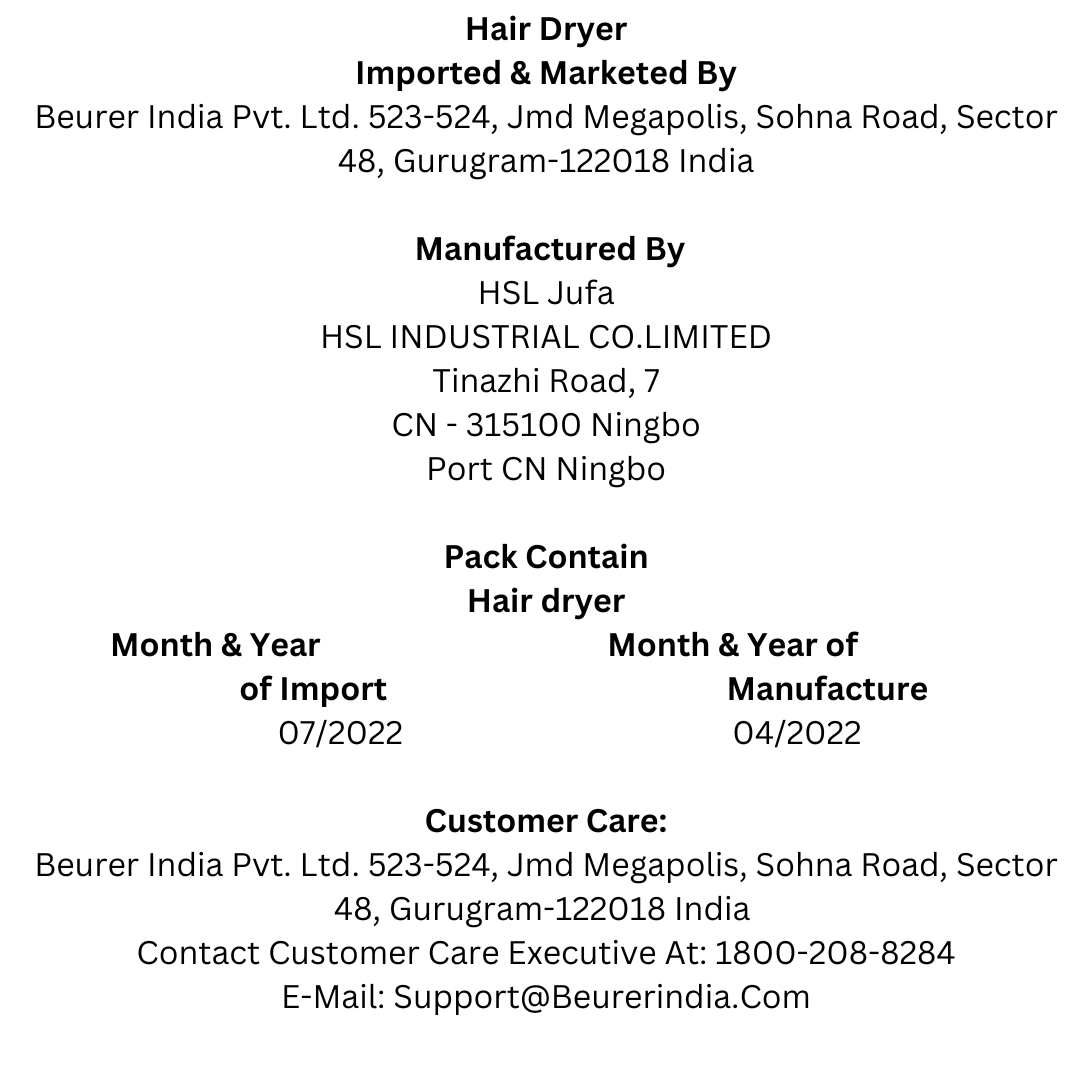 Beurer hair dryer